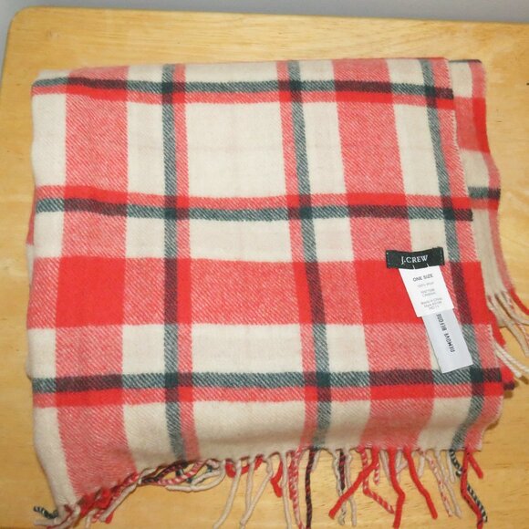 J.CREW Tartan Plaid 100% Wool Scarf Fringed 74" Length x 21" Width NWOT - Picture 7 of 7